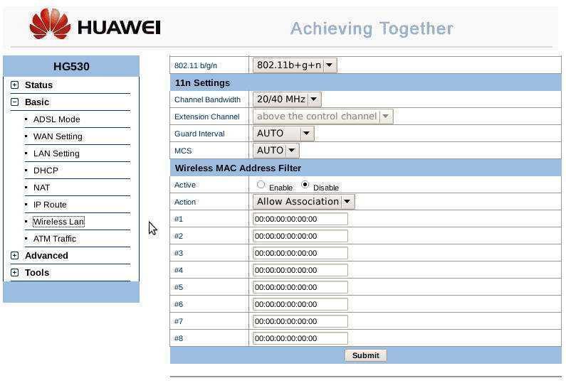 Huawei hg530 настройка wifi